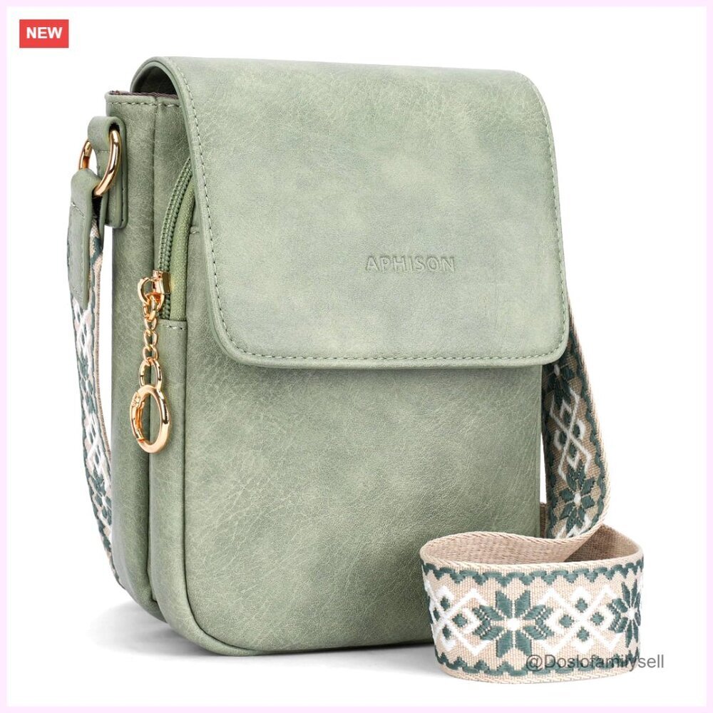 Small Vegan Leather Crossbody Bag with Phone Pocket and Card Slots